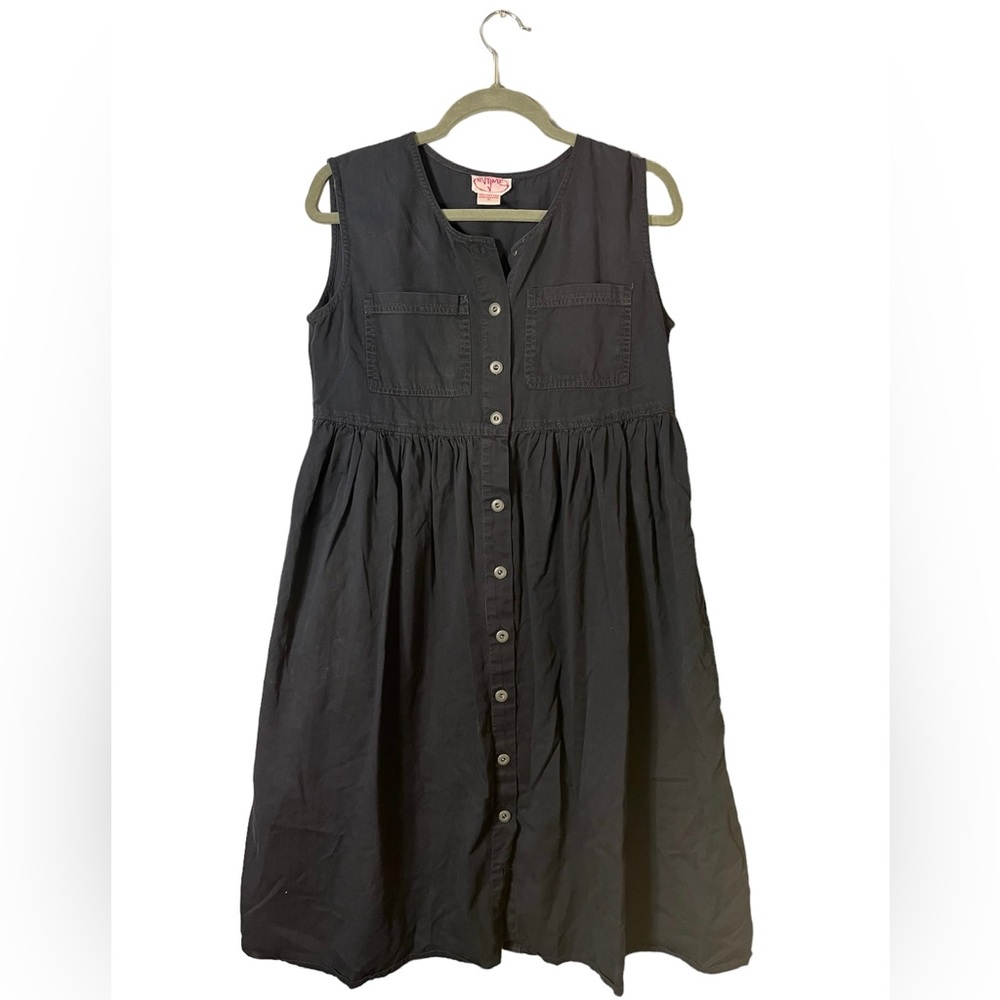 Vintage Sleeveless Black button dress by ‘InTime’
